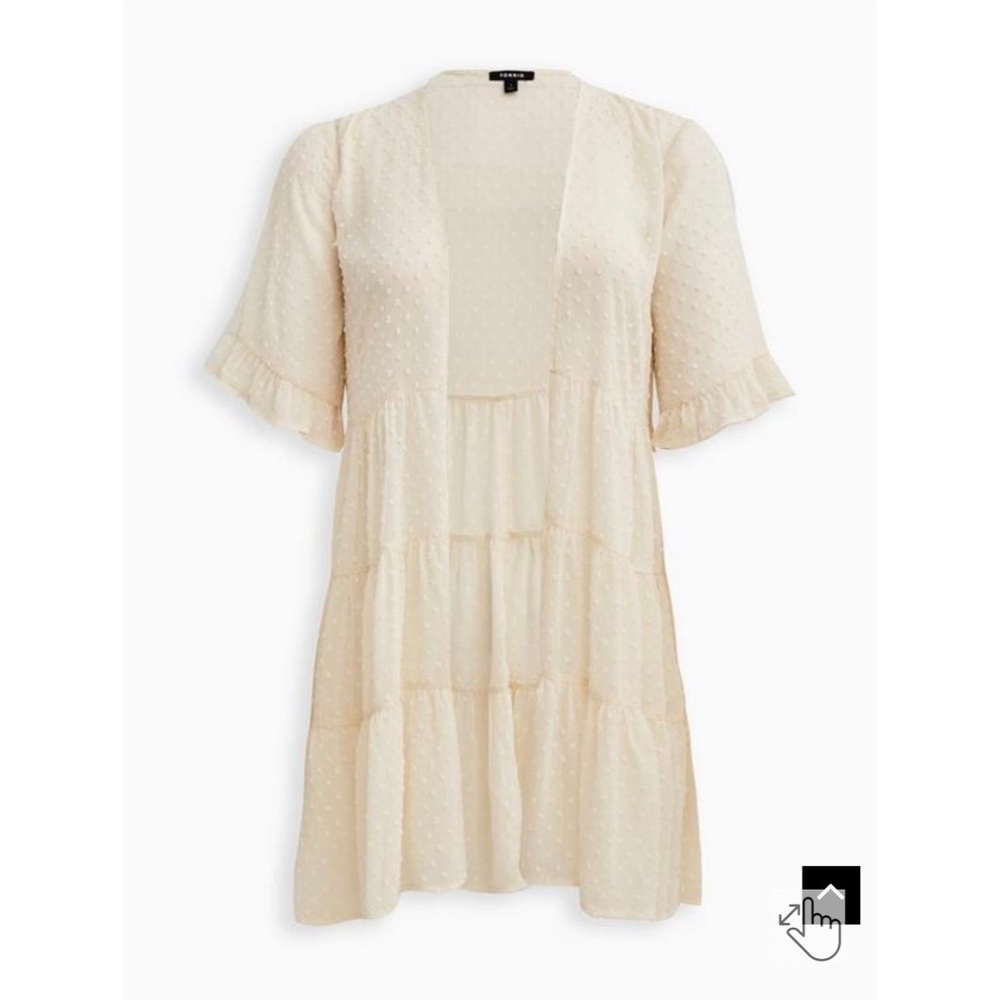 Tiered Ruffle Kimono - Clip Dot Cream